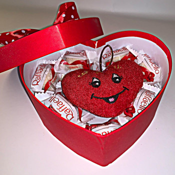 Piros-szív bonbon doboz 